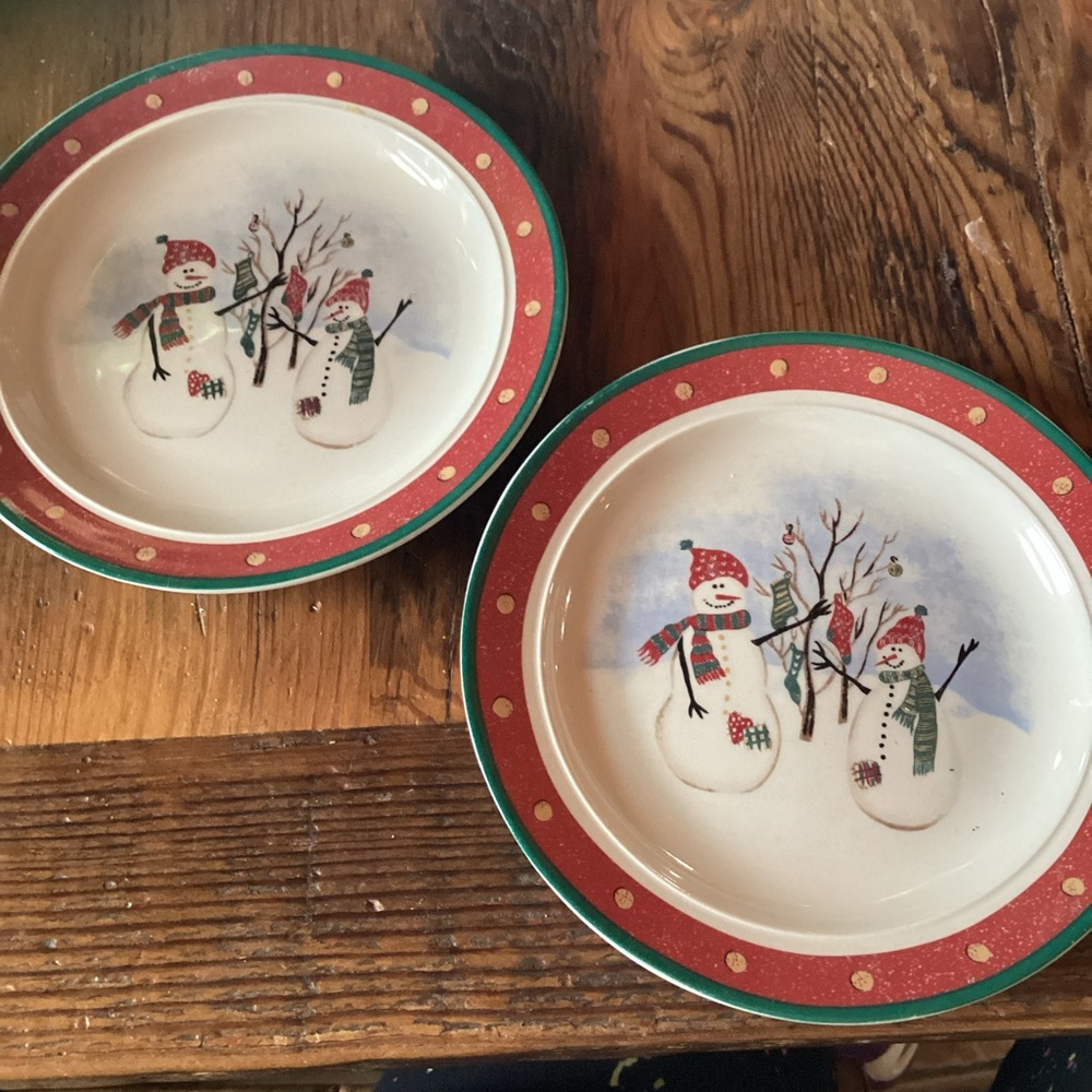 Royal Seasons Stoneware Festive Snowmen Plate - set of 8